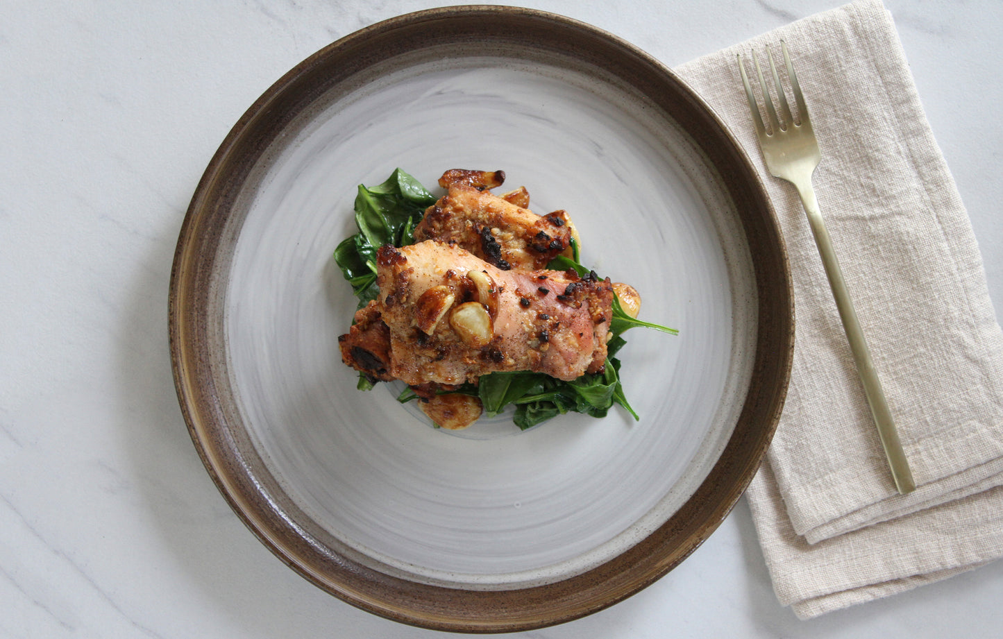 Garlicky Greek Chicken with Spinach